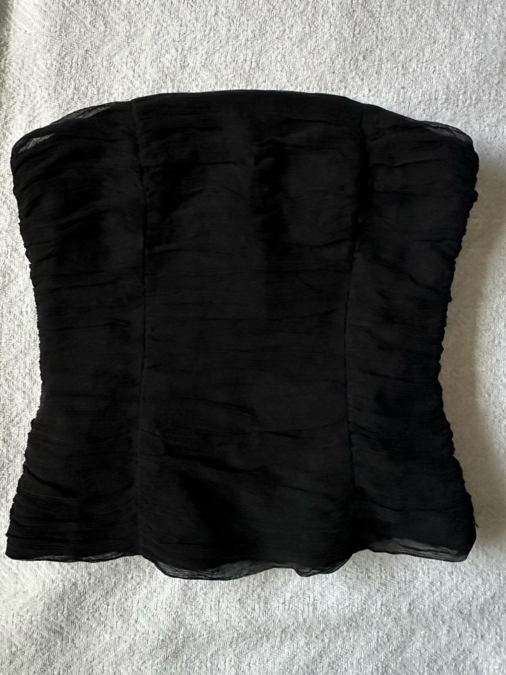 Black Strapless Ruched Tunic Top